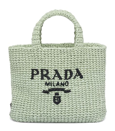 prada small crochet tote bag